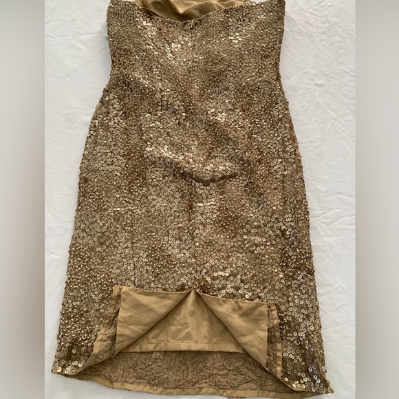 Strapless Embellished beaded Gold Sequin Evening Midi Dress Size 6 prom wedding - Picture 10 of 12